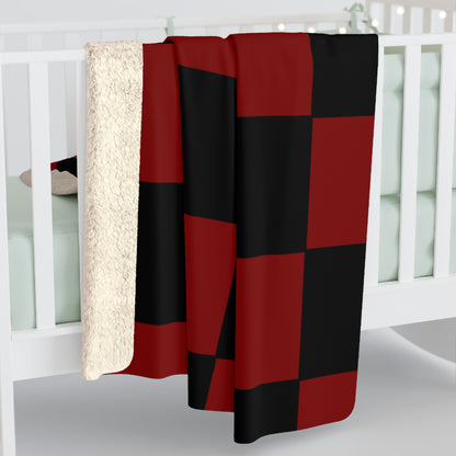 Maroon, Black Retro Check Blanket Throw