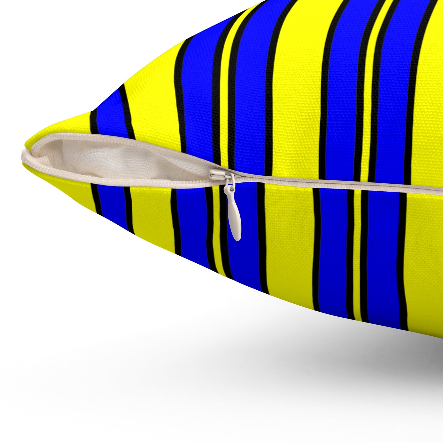 Yellow, Blue Retro Stripes Cushion Pillow