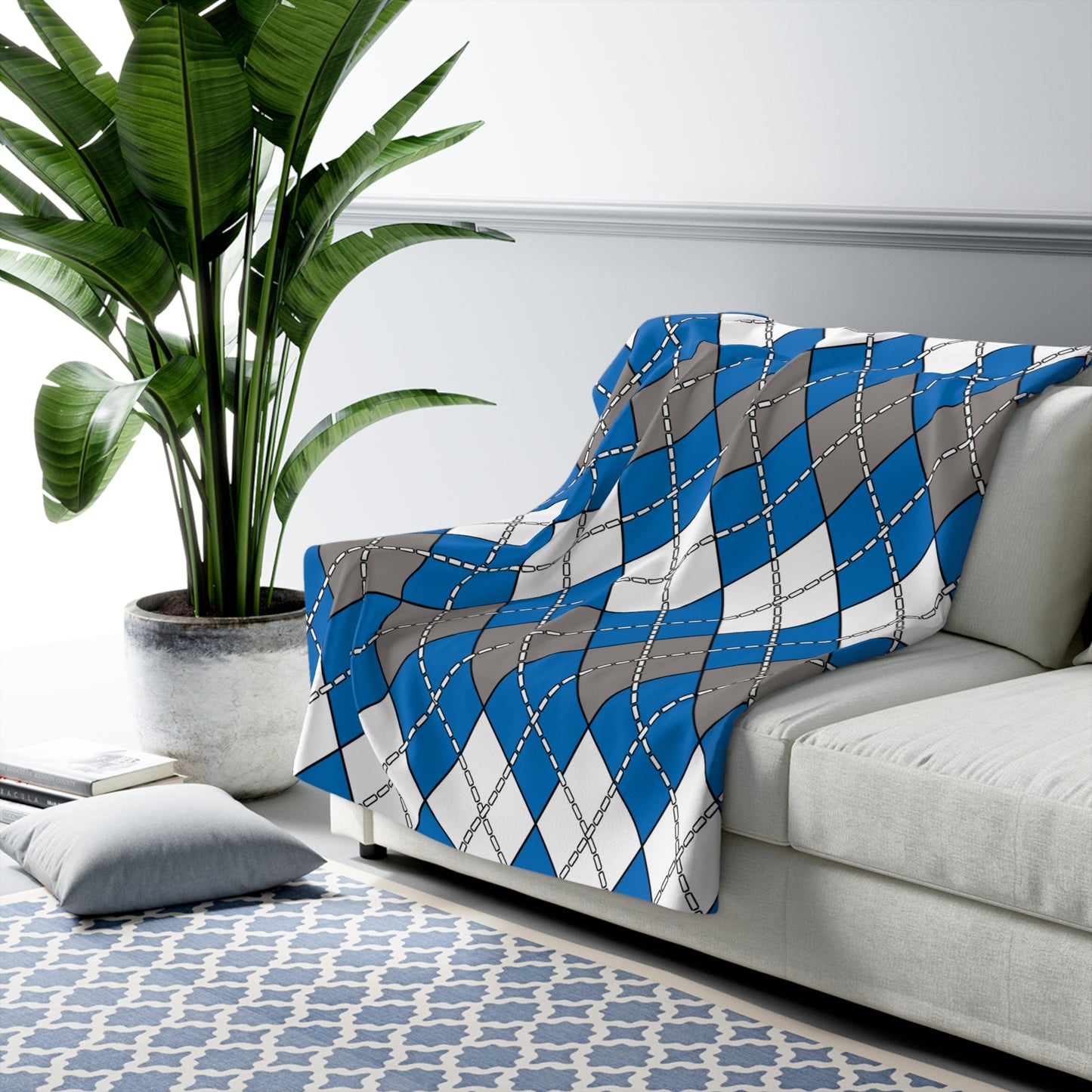Northern Mariana Islands Retro Argyle Blanket Throw