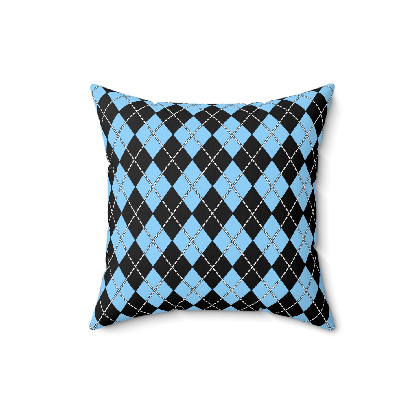 Light Blue, Black Retro Argyle Cushion Pillow