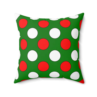 Green, White, Red Retro Polka Dots Cushion Pillow