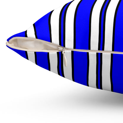 Blue, White Retro Stripes Cushion Pillow
