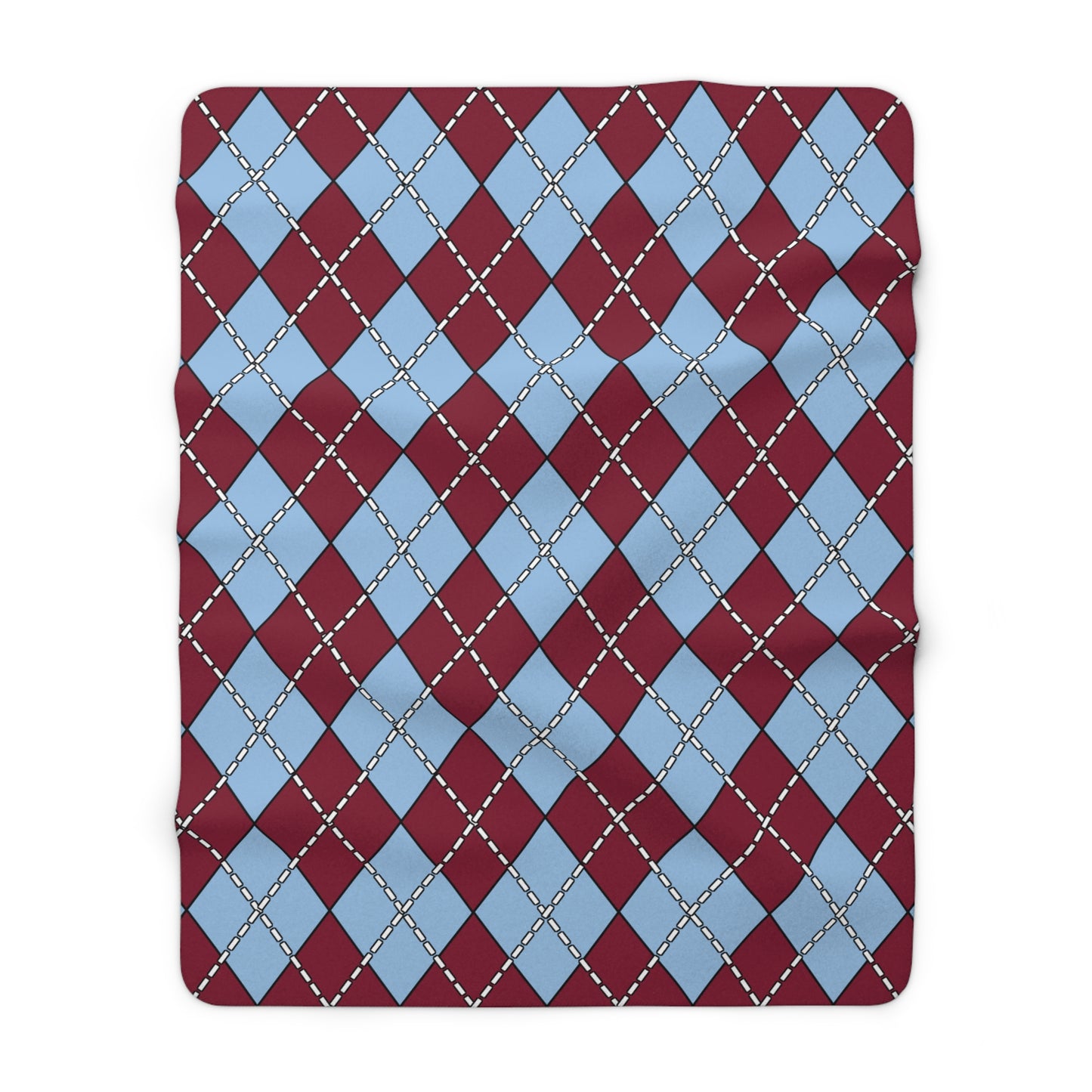 Claret, Blue Retro Argyle Blanket Throw