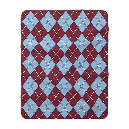 Claret, Blue Retro Argyle Blanket Throw