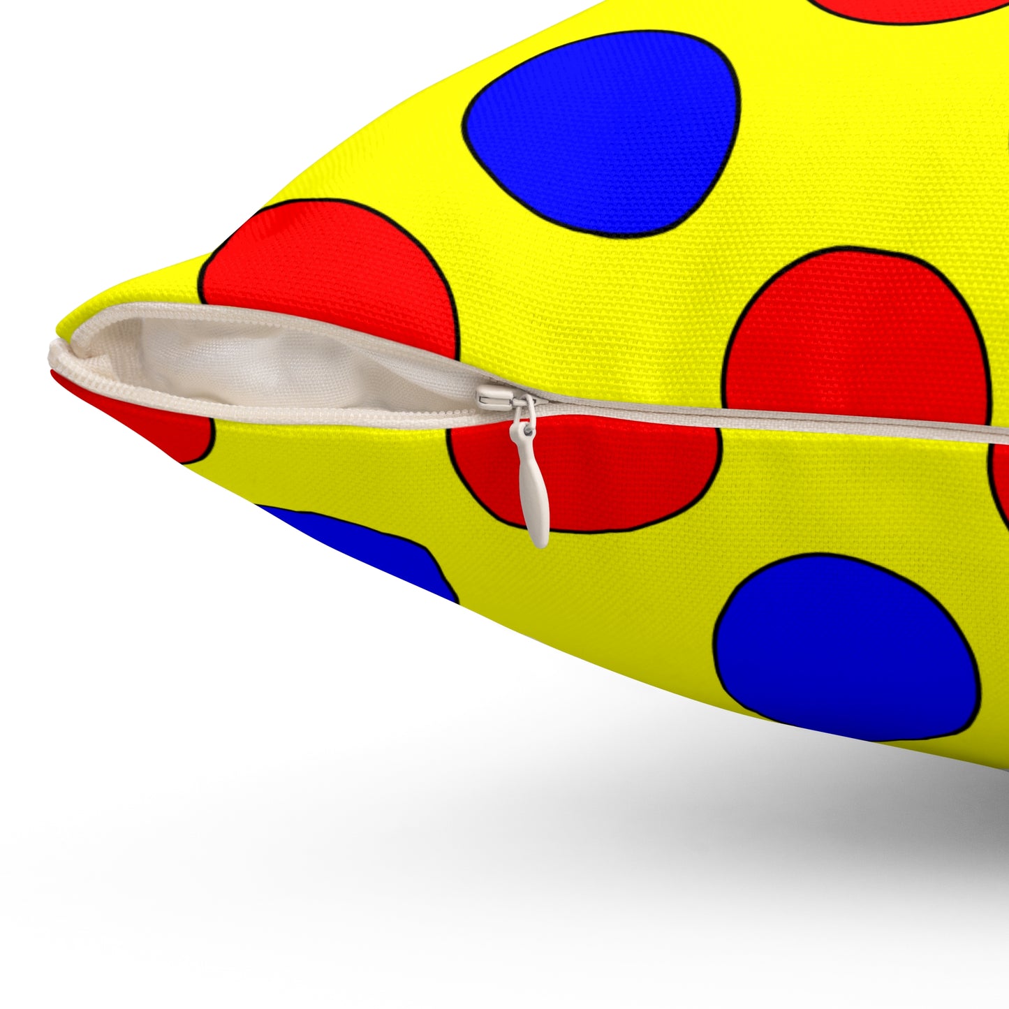 Yellow, Blue, Red Retro Polka Dots Cushion Pillow