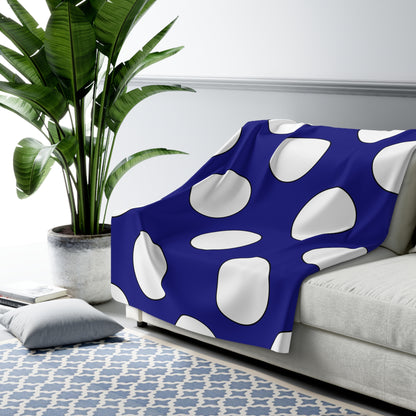 Navy Blue, White Retro Polka Dots Blanket Throw