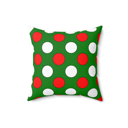 Green, White, Red Retro Polka Dots Cushion Pillow
