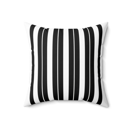 White, Black Retro Stripes Cushion Pillow