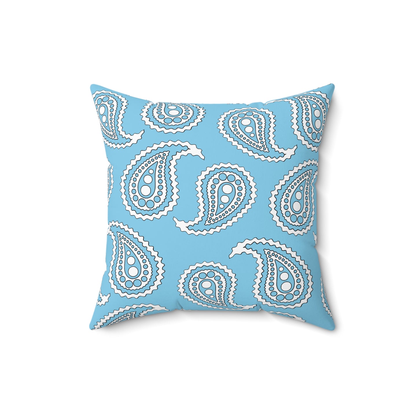 Sky Blue, White Retro Paisley Cushion Pillow
