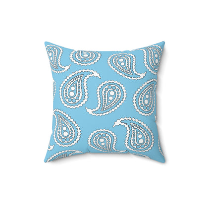 Sky Blue, White Retro Paisley Cushion Pillow