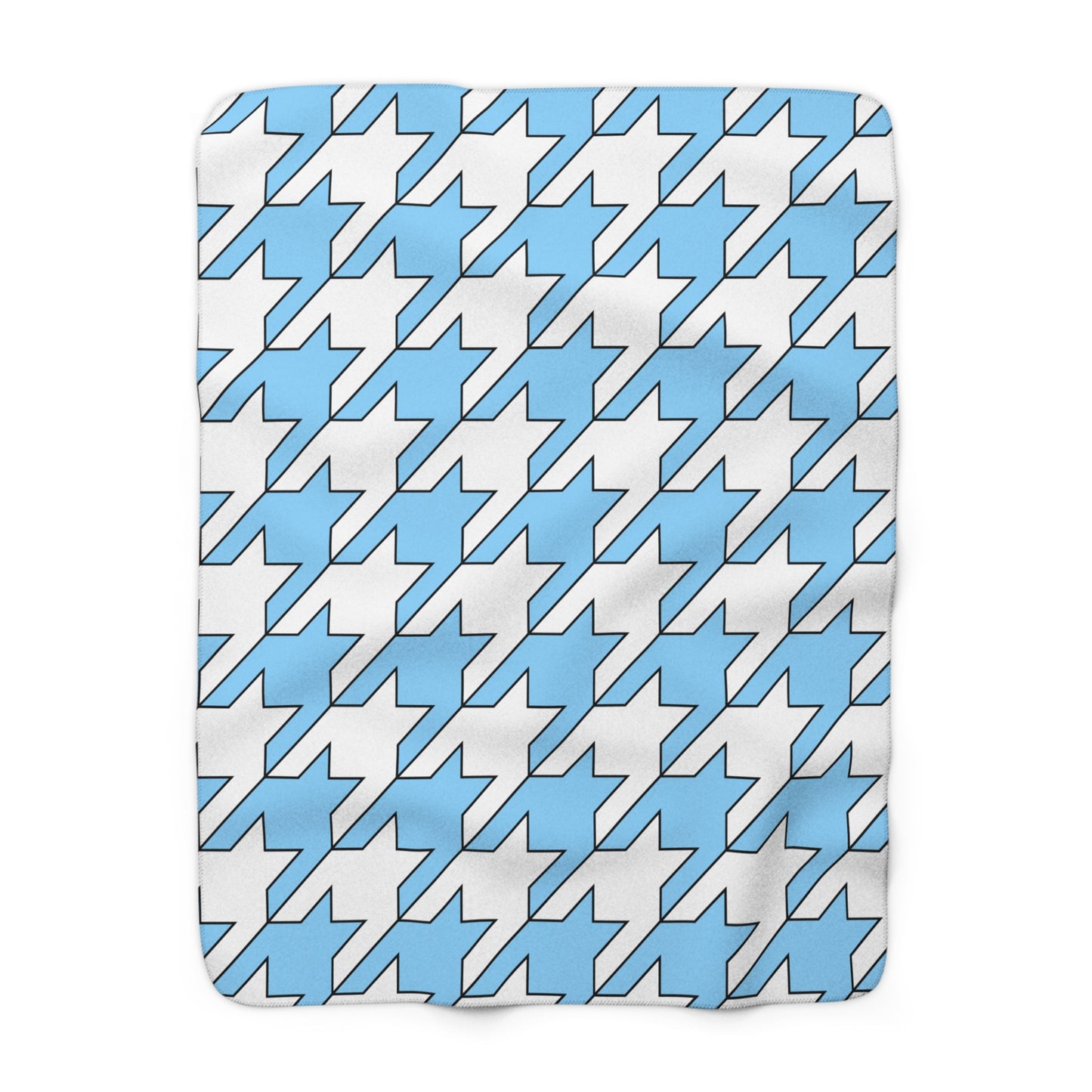 Light Blue, White Retro Houndstooth Blanket Throw