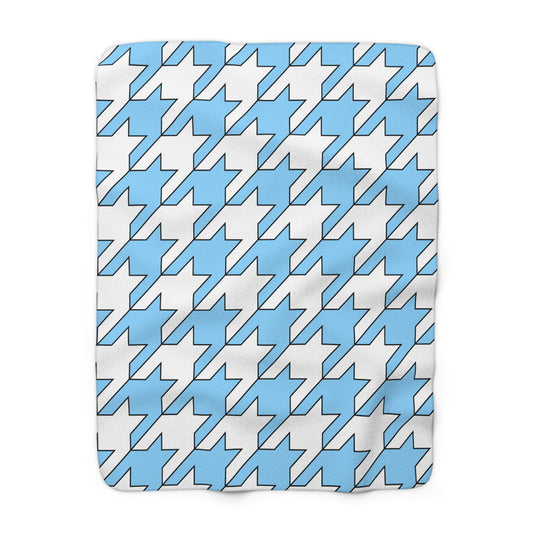 Light Blue, White Retro Houndstooth Blanket Throw