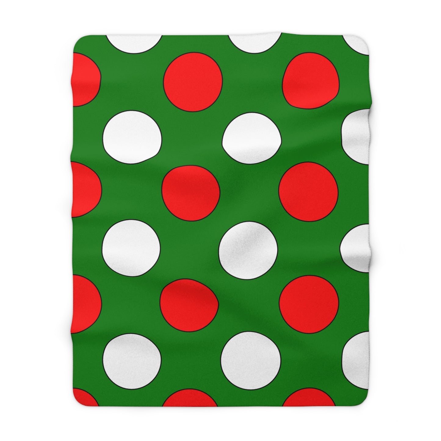 Green, White, Red Retro Polka Dots Blanket Throw