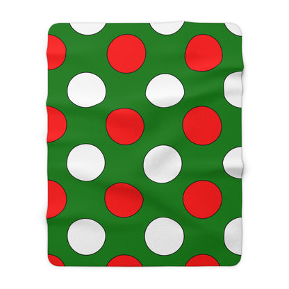 Green, White, Red Retro Polka Dots Blanket Throw