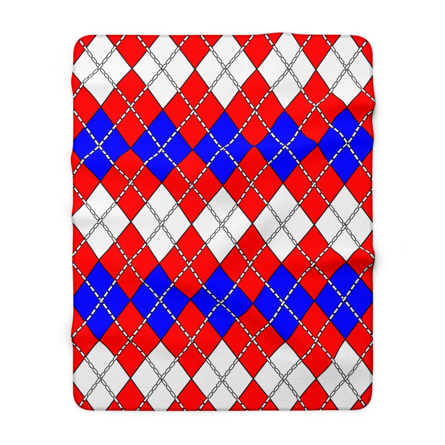 Red, White, Blue Retro Argyle Blanket Throw