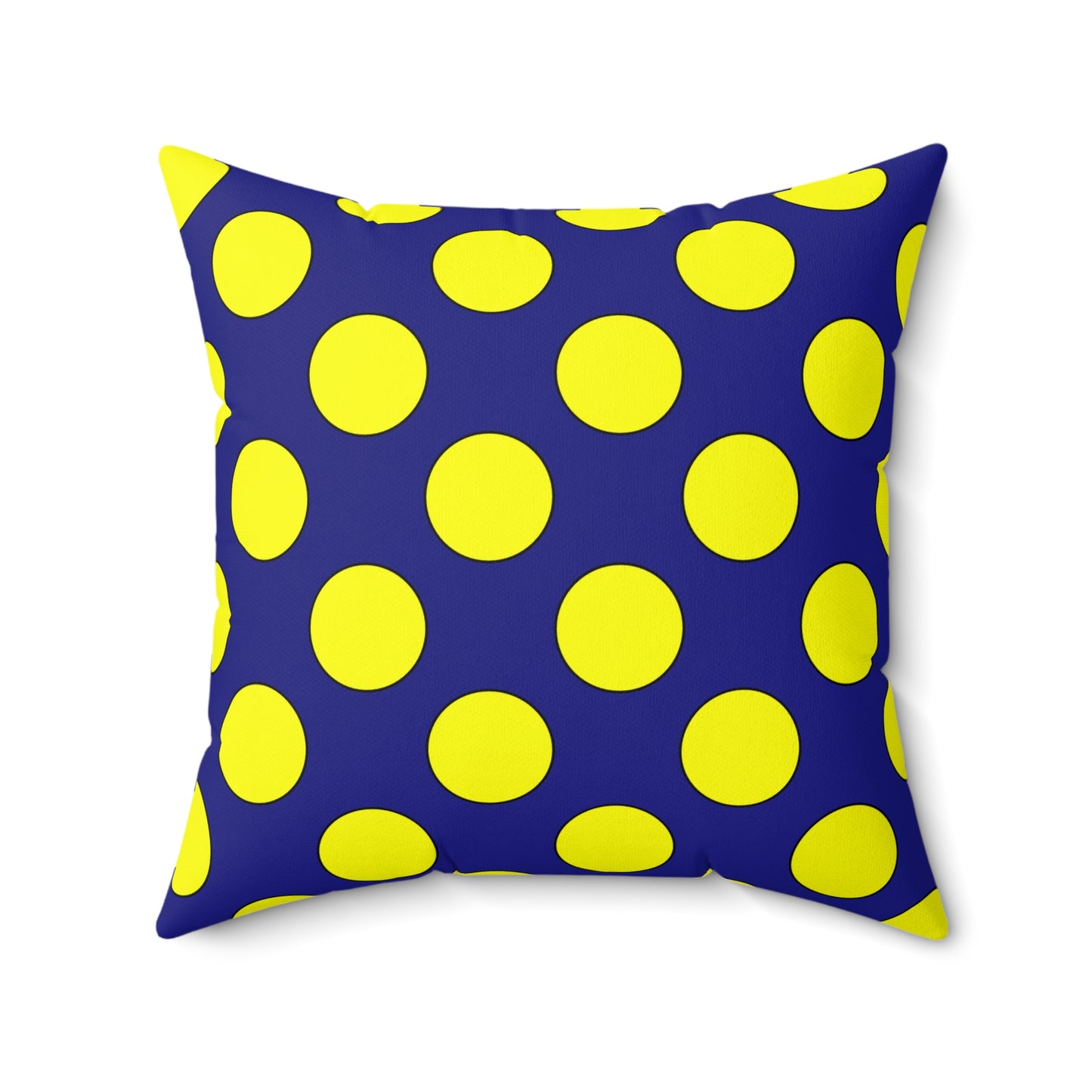 Navy Blue, Yellow Retro Polka Dots Cushion Pillow