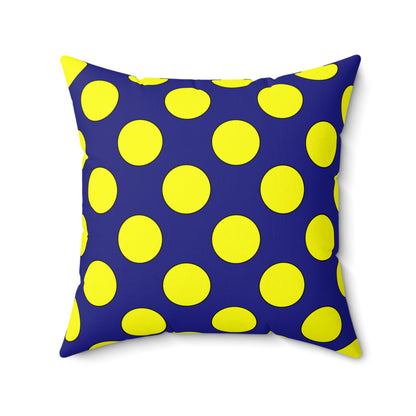 Navy Blue, Yellow Retro Polka Dots Cushion Pillow