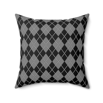 Grey, Black Retro Argyle Cushion Pillow