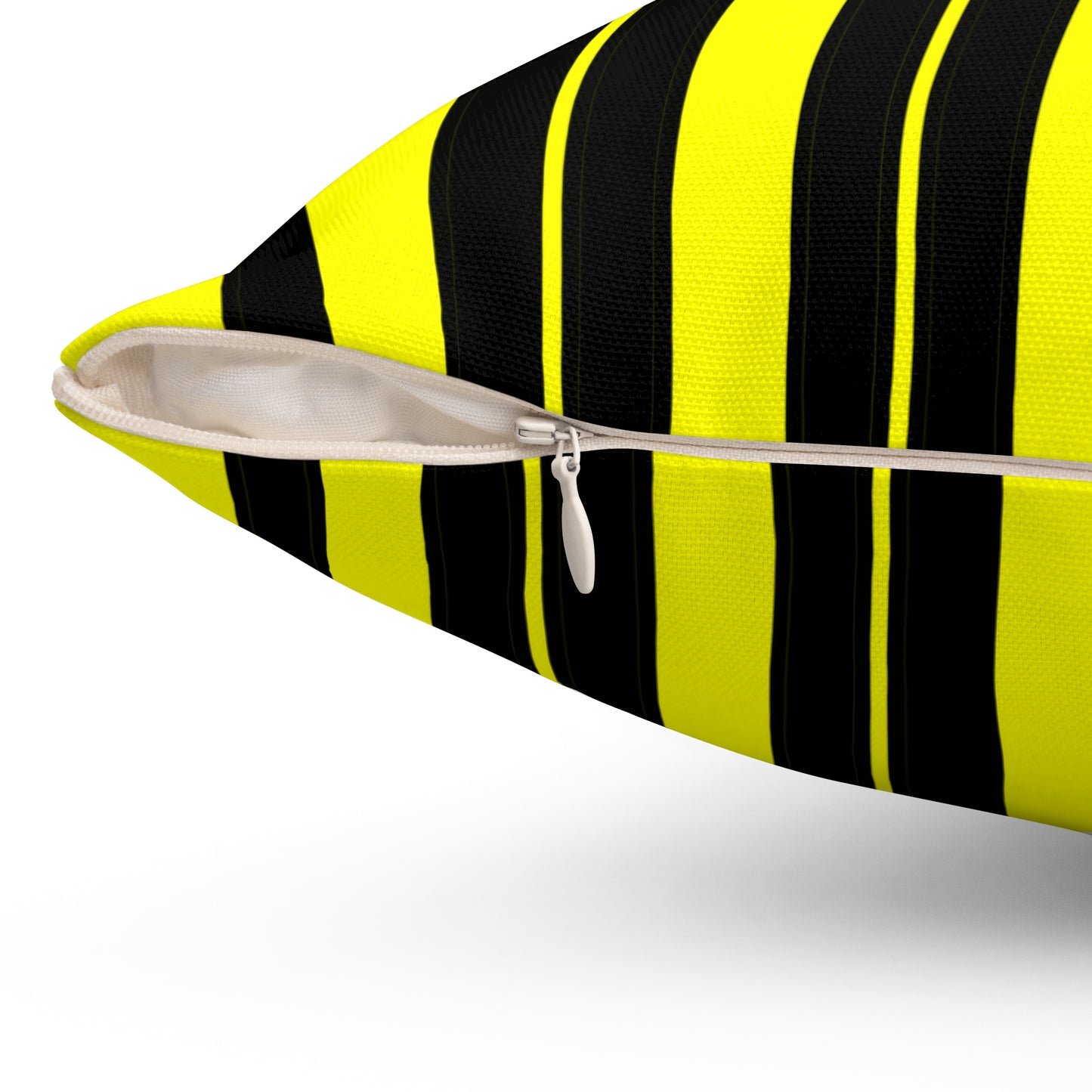 Yellow, Black Retro Stripes Cushion Pillow