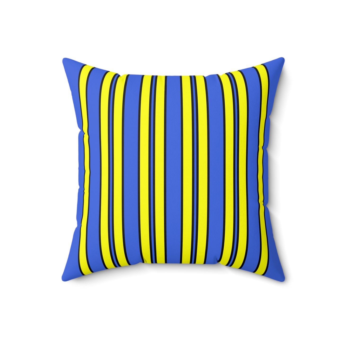 Royal Blue, Yellow Retro Stripes Cushion Pillow