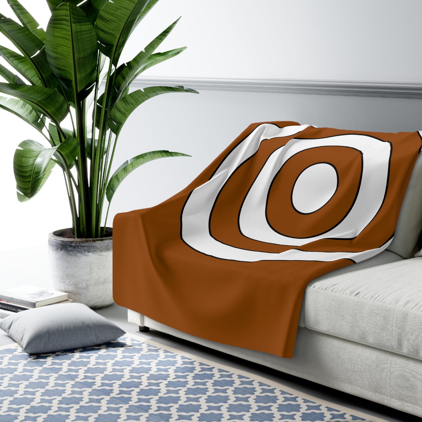 Brown, White Retro Target Blanket Throw