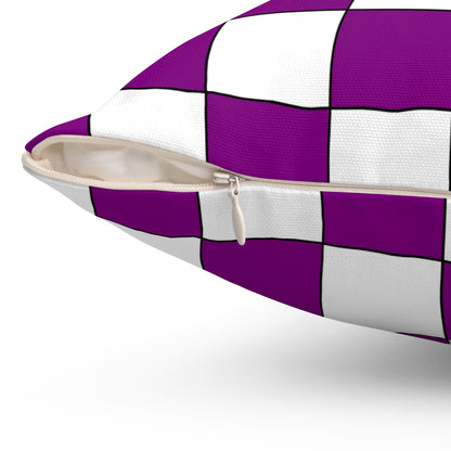 Purple, White Retro Check Cushion Pillow