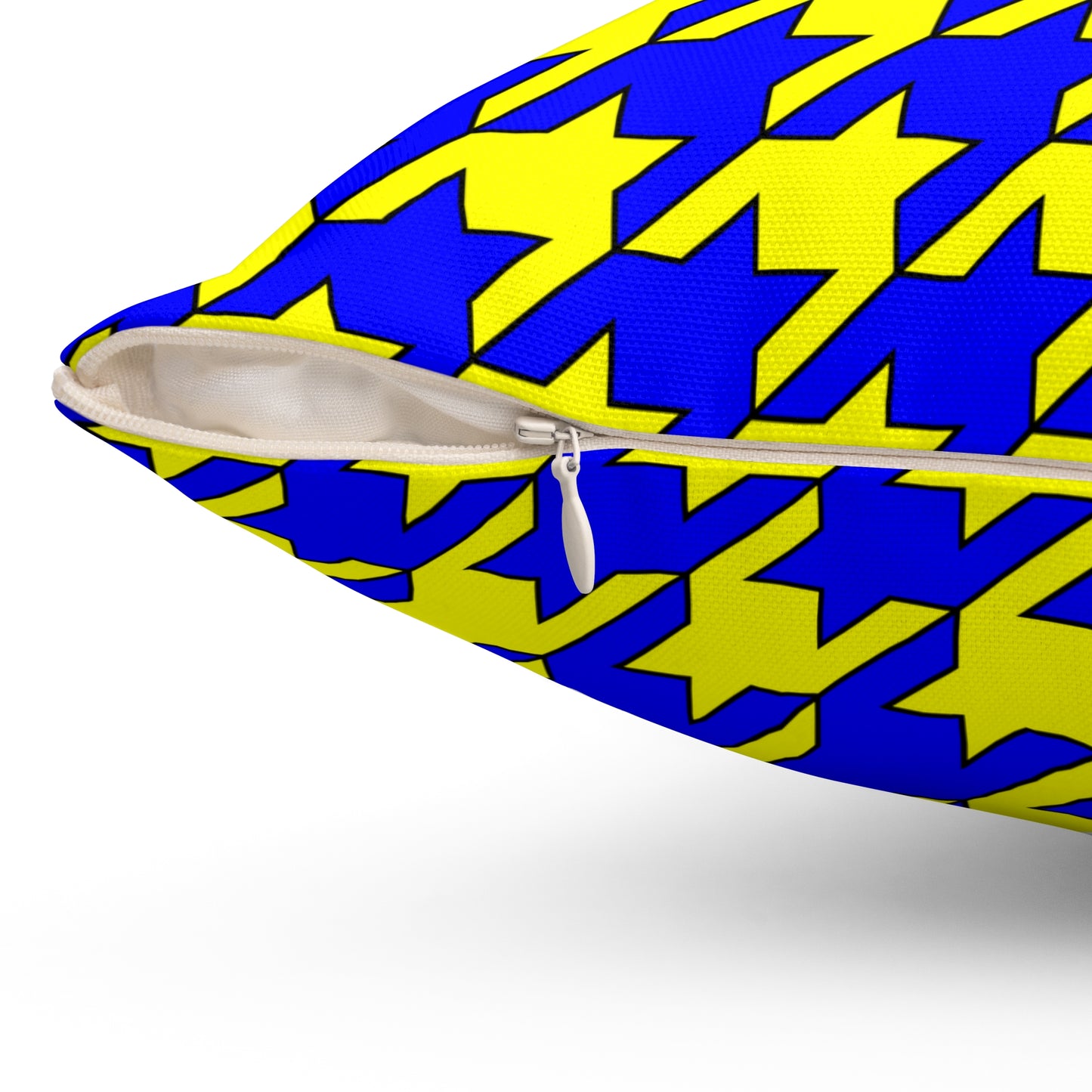 Yellow, Blue Retro Houndstooth Cushion Pillow