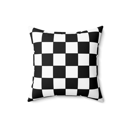 Black, White Retro Check Cushion Pillow