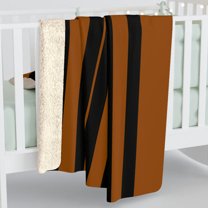 Brown, Black Retro Stripes Blanket Throw