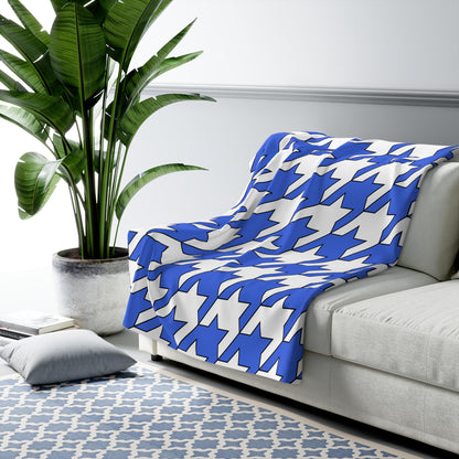 Royal Blue, White Retro Houndstooth Blanket Throw