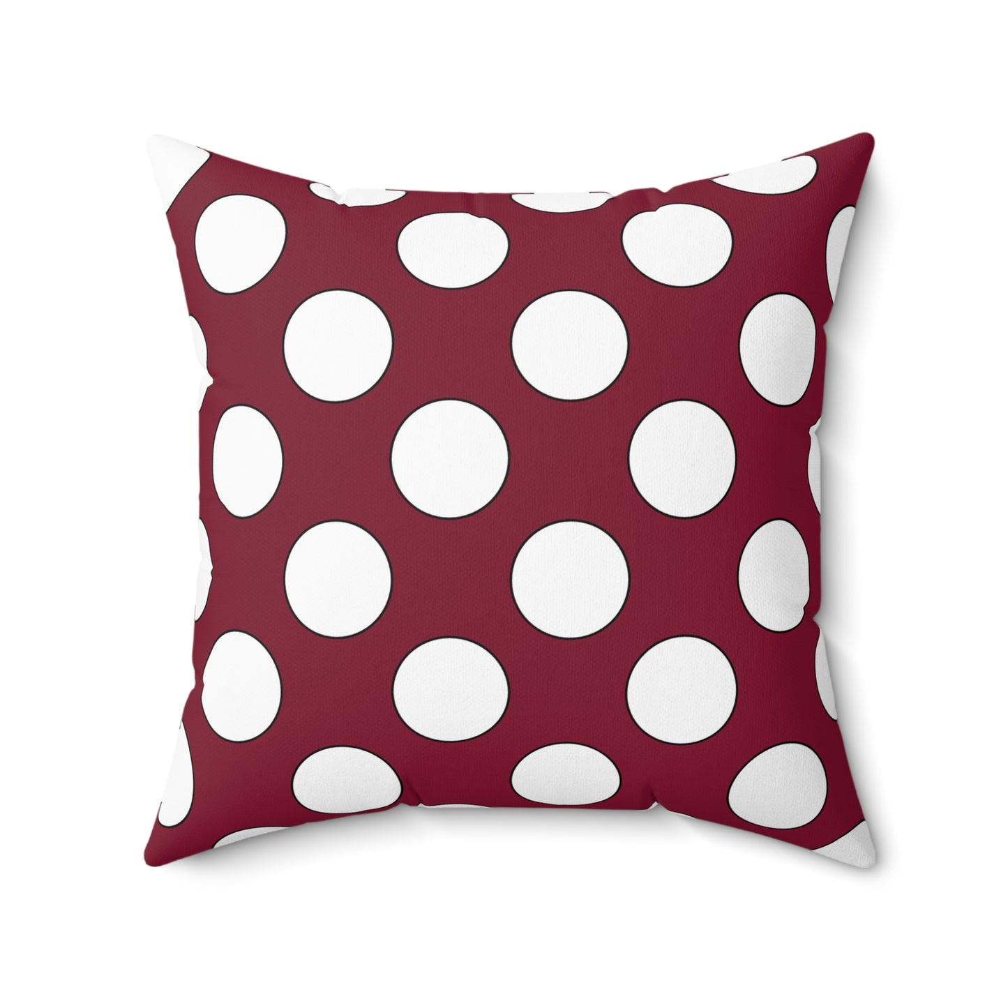 Claret, White Retro Polka Dots Cushion Pillow