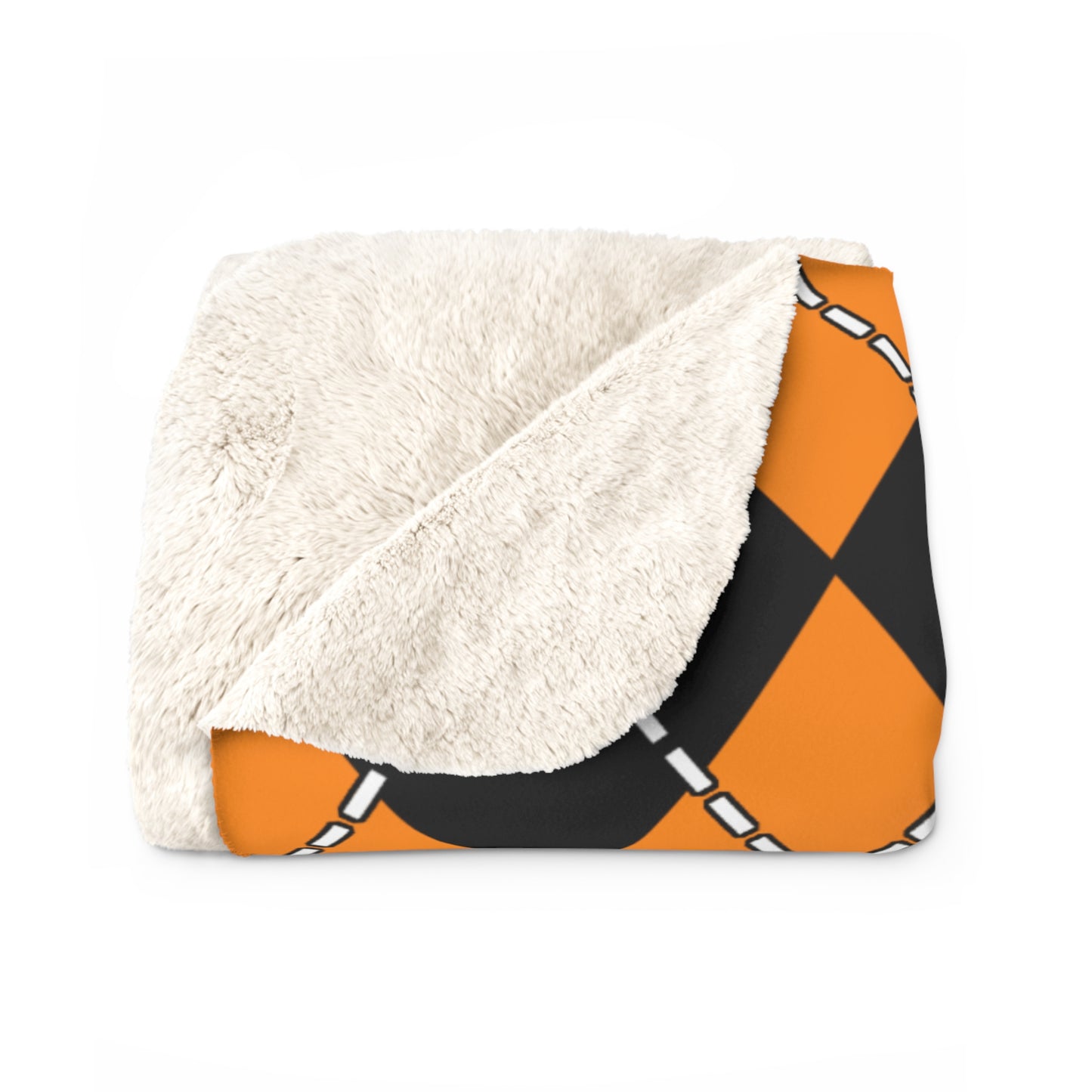 Dark Orange, Black Retro Argyle Blanket Throw