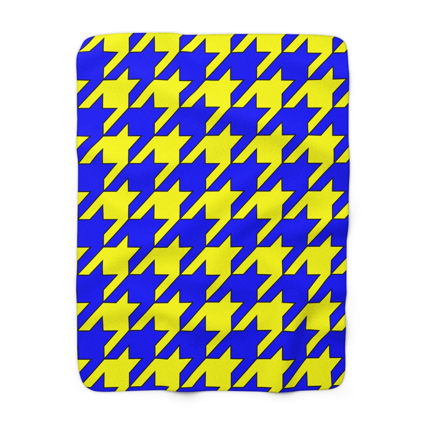 Yellow, Blue Retro Houndstooth Blanket Throw