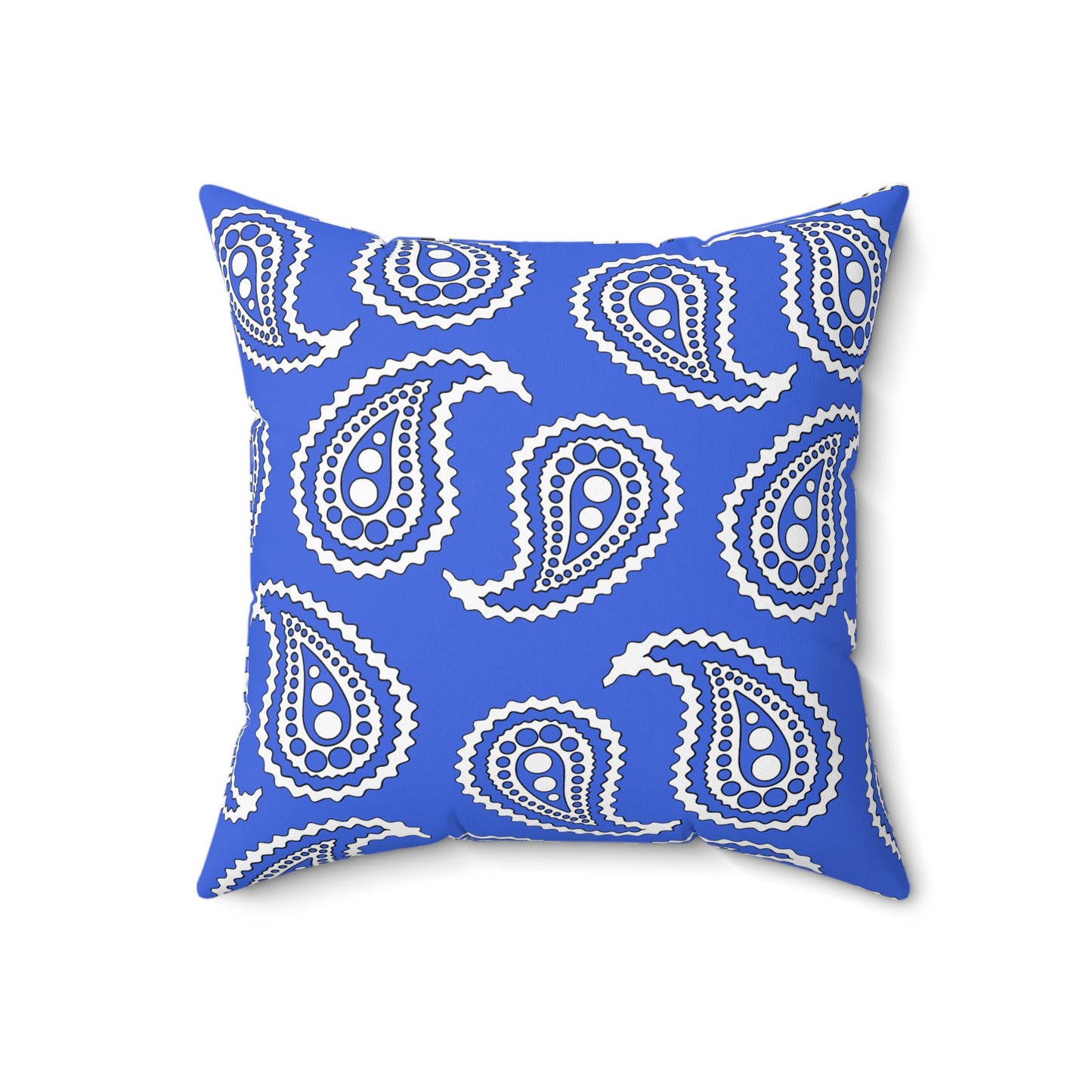 Royal Blue, White Retro Paisley Cushion Pillow