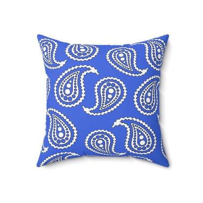 Royal Blue, White Retro Paisley Cushion Pillow