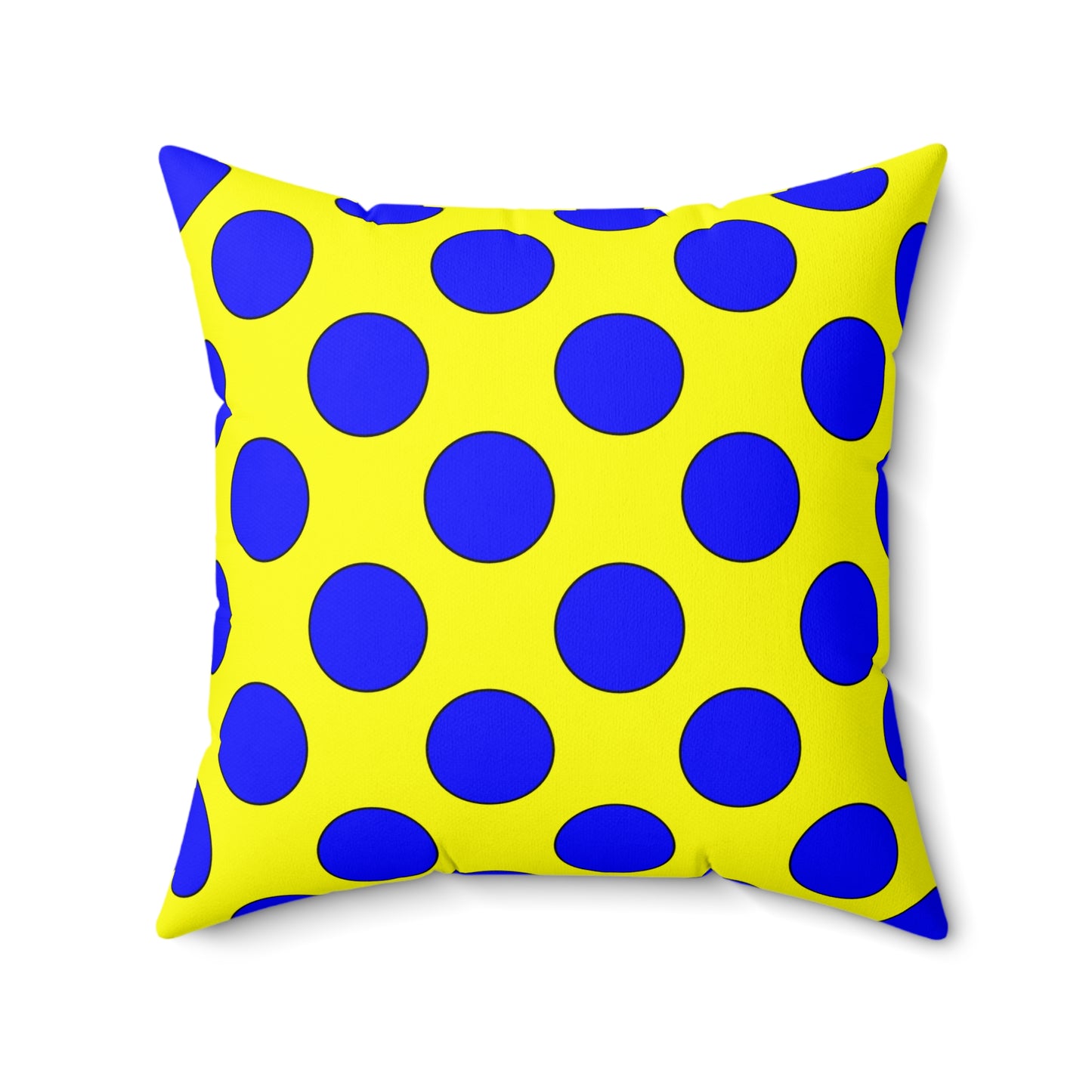 Yellow, Blue Retro Polka Dots Cushion Pillow