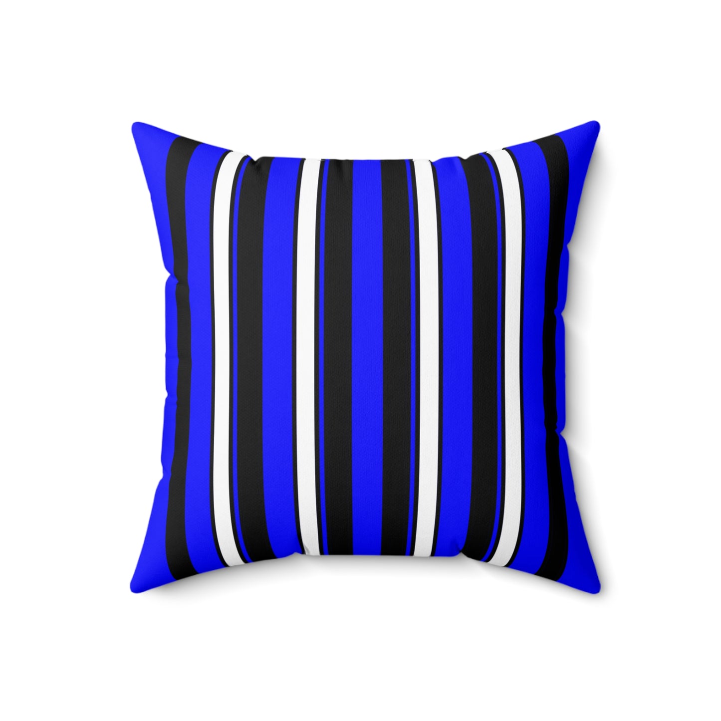 Blue, Black, White Retro Stripes Cushion Pillow