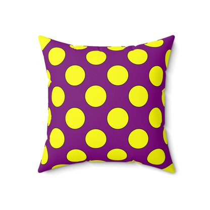 Purple, Yellow Retro Polka Dots Cushion Pillow