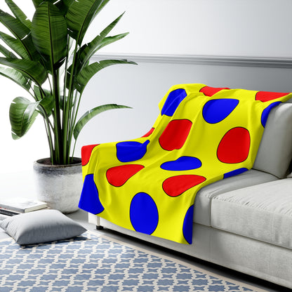 Yellow, Blue, Red Retro Polka Dots Blanket Throw