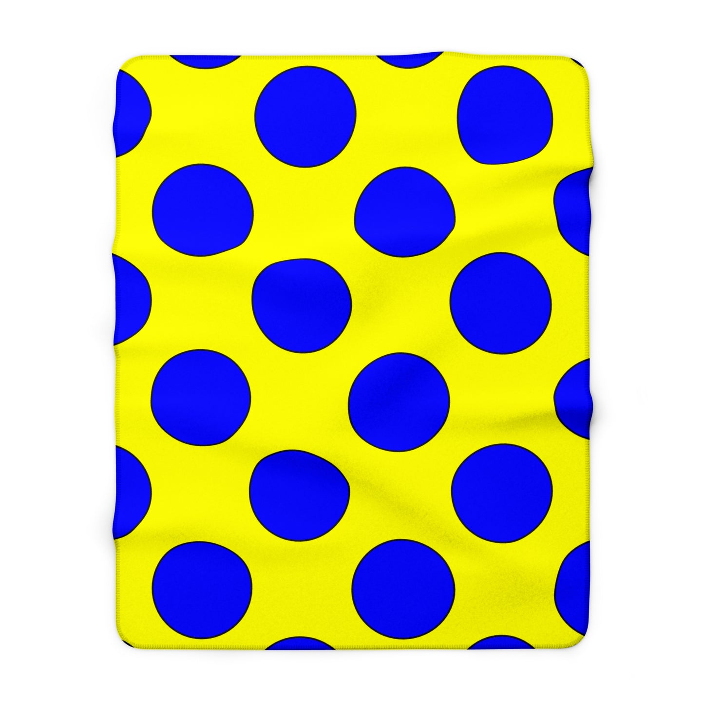 Yellow, Blue Retro Polka Dots Blanket Throw