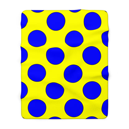 Yellow, Blue Retro Polka Dots Blanket Throw