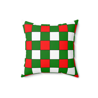 Green, White, Red Retro Check Cushion Pillow