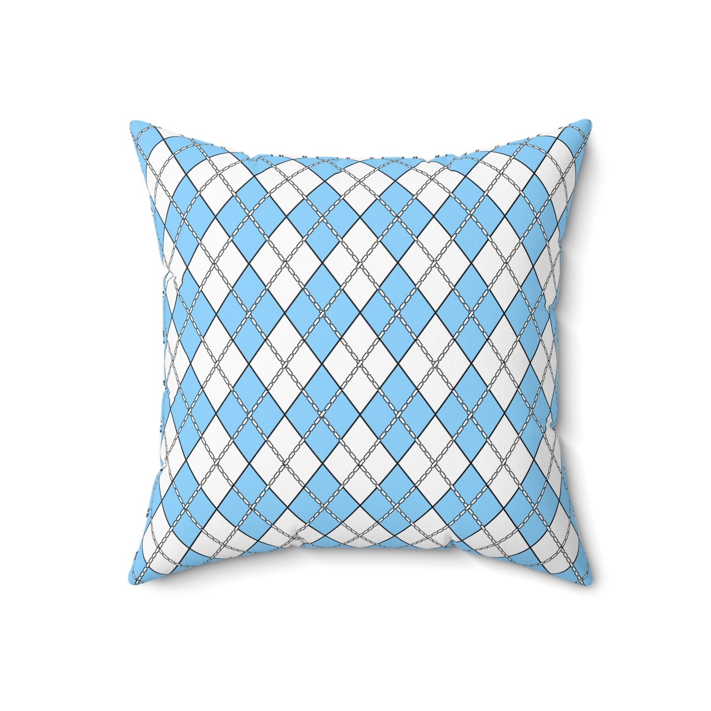 Light Blue, White Retro Argyle Cushion Pillow