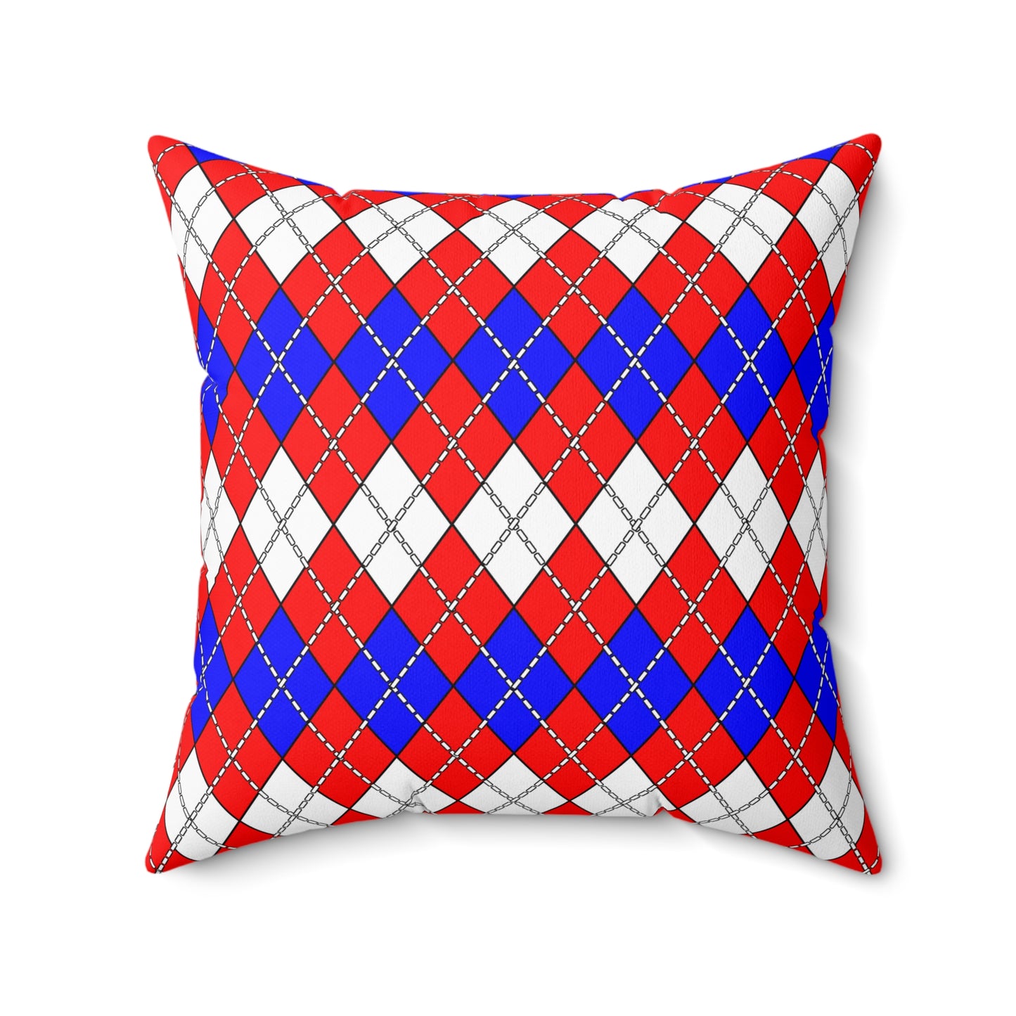 Red, White, Blue Retro Argyle Cushion Pillow