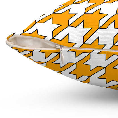 Orange, White Retro Houndstooth Cushion Pillow