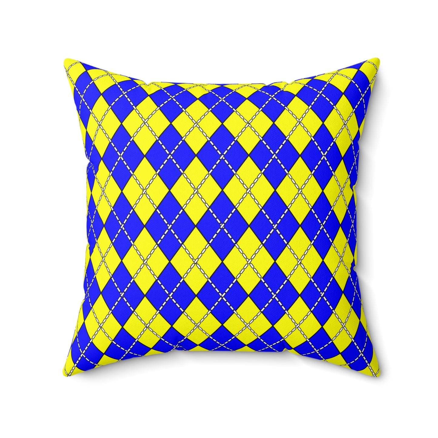 Yellow, Blue Retro Argyle Cushion Pillow