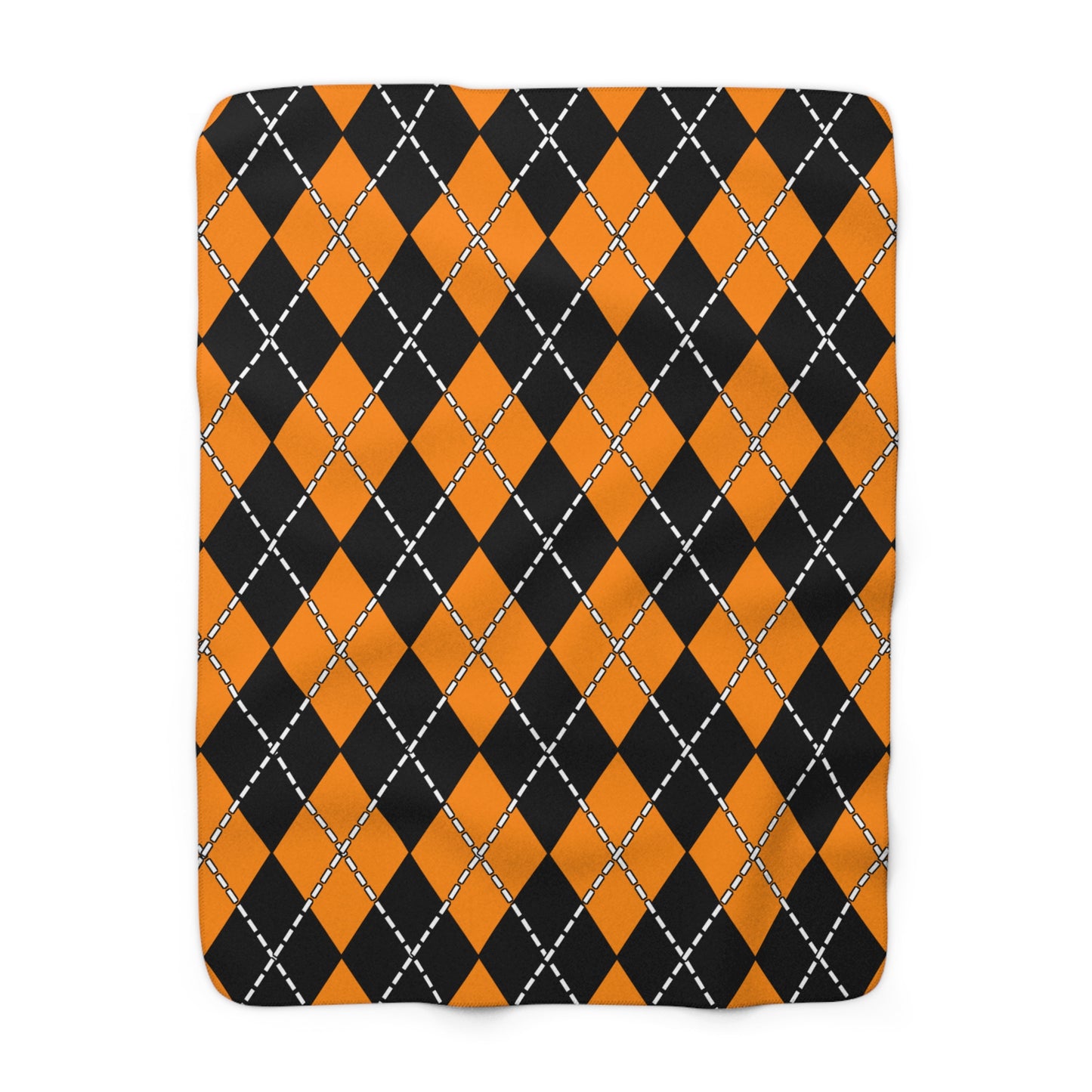 Dark Orange, Black Retro Argyle Blanket Throw