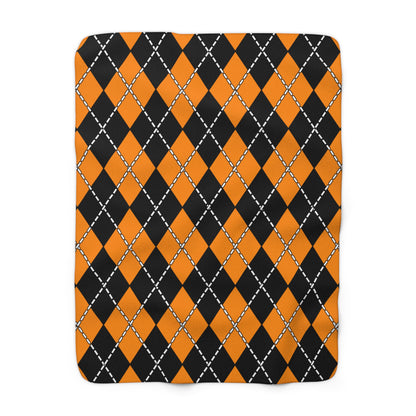 Dark Orange, Black Retro Argyle Blanket Throw