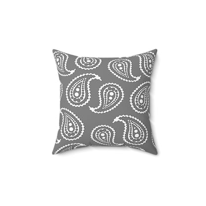 Grey, White Retro Paisley Cushion Pillow