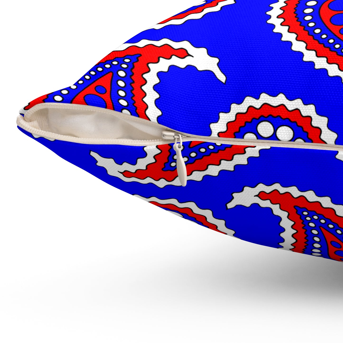 Blue, White, Red Retro Paisley Cushion Pillow
